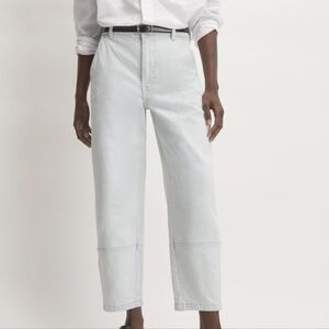 Everlane Women Utility Barrel Pant  Sz 4 Tall Organic Cotton Twill Crop White